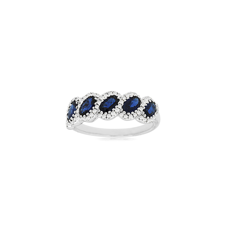 Sabel Collection White Gold Oval Sapphire and Diamond Ring