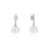 Sabel Collection White Gold Pearl Drop Earrings with Diamonds