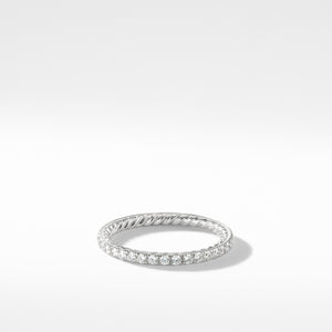 DY Eden Band Ring in Platinum with Blue Sapphires, Size 5