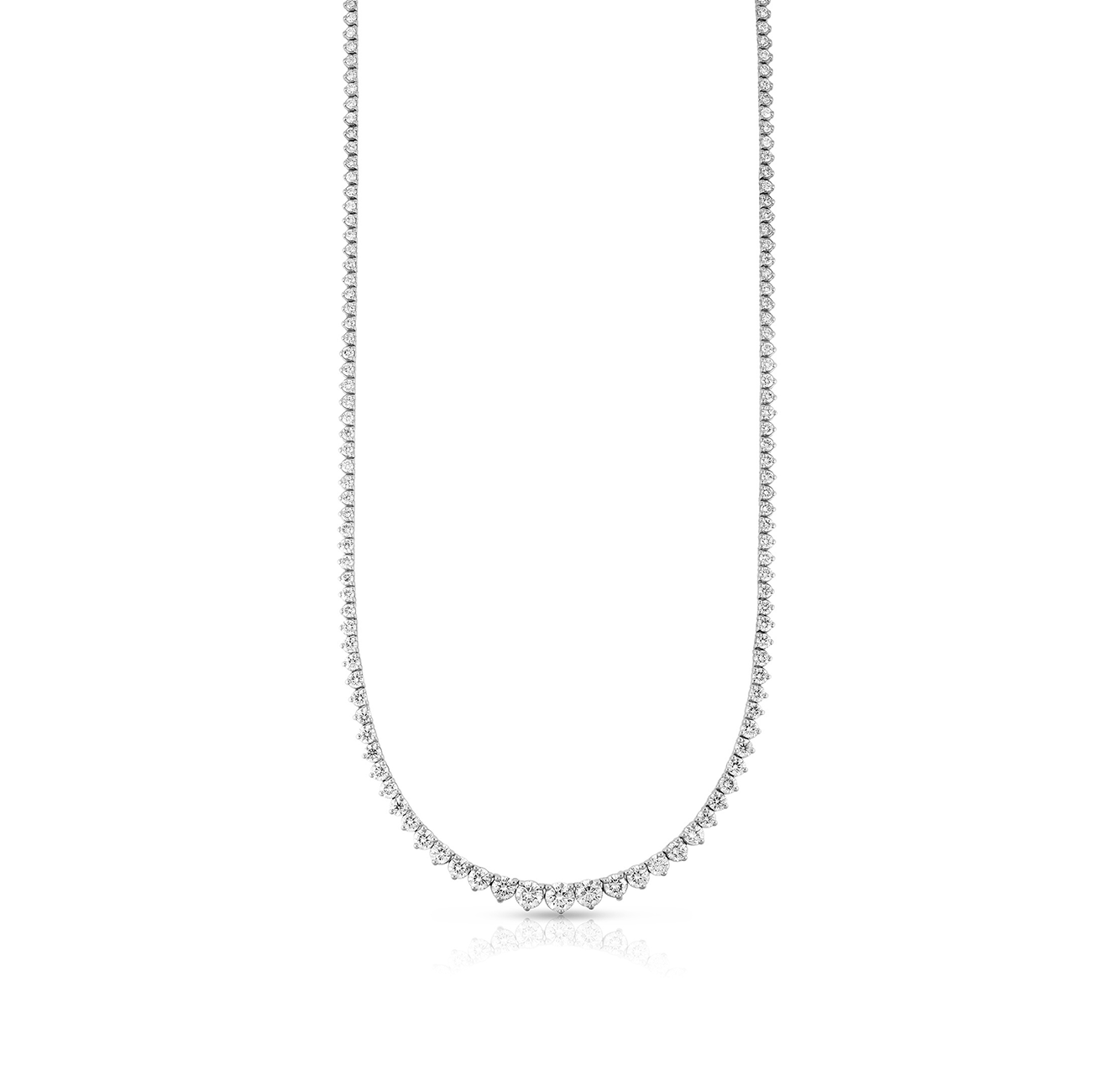 Sabel Collection White Gold Round Diamond Graduated Necklace