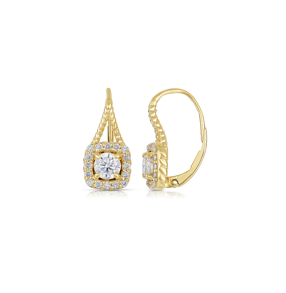 Diamond leverback earrings yellow gold deals