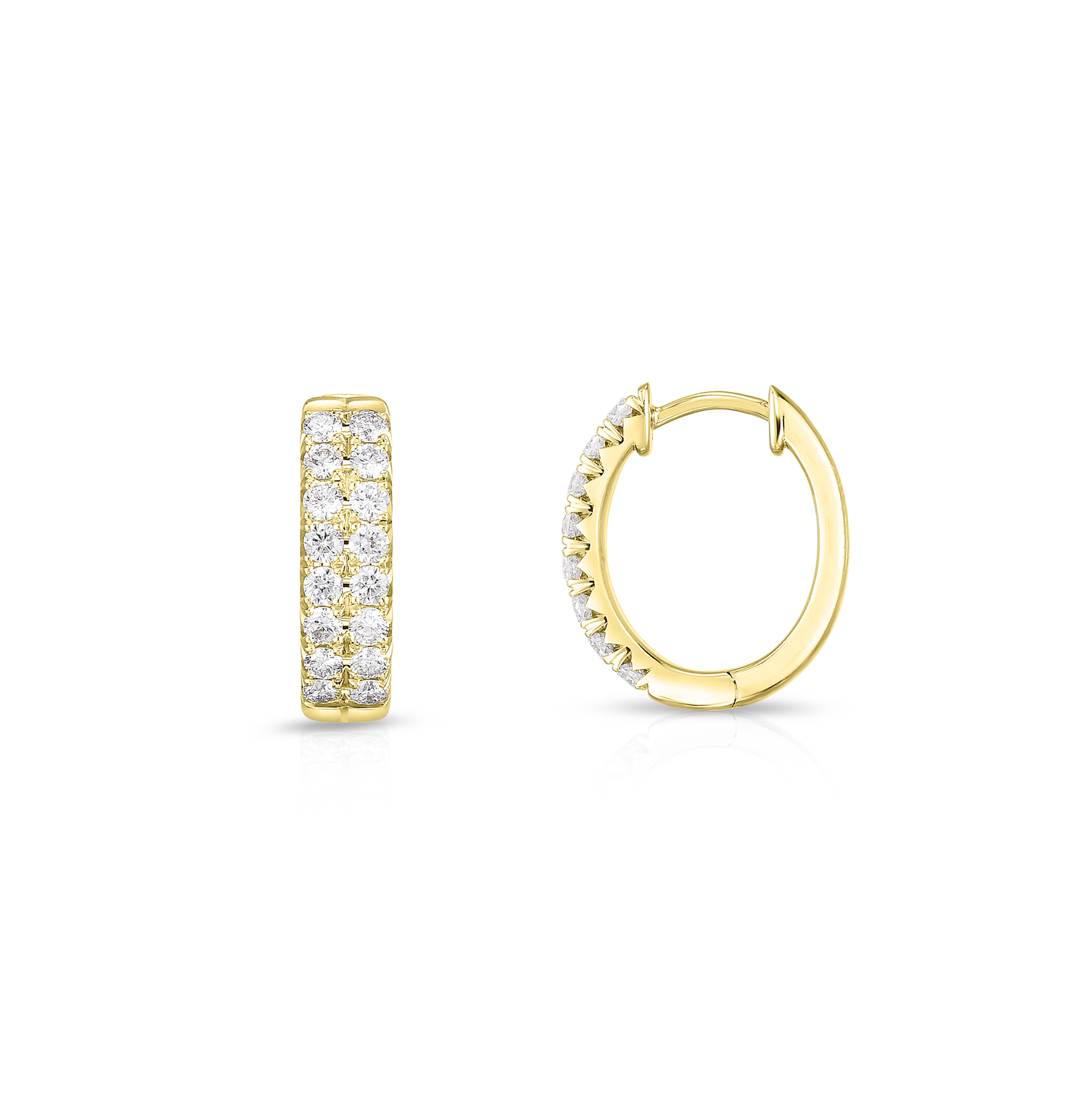 Sabel Collection Yellow Gold Round Diamond Huggie Hoop Earrings