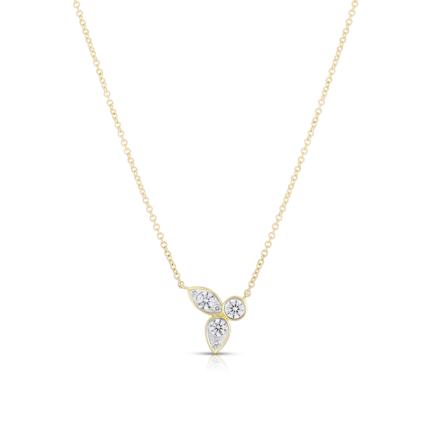 Sabel Collection Yellow Gold Cluster Bezel Set Diamond Necklace