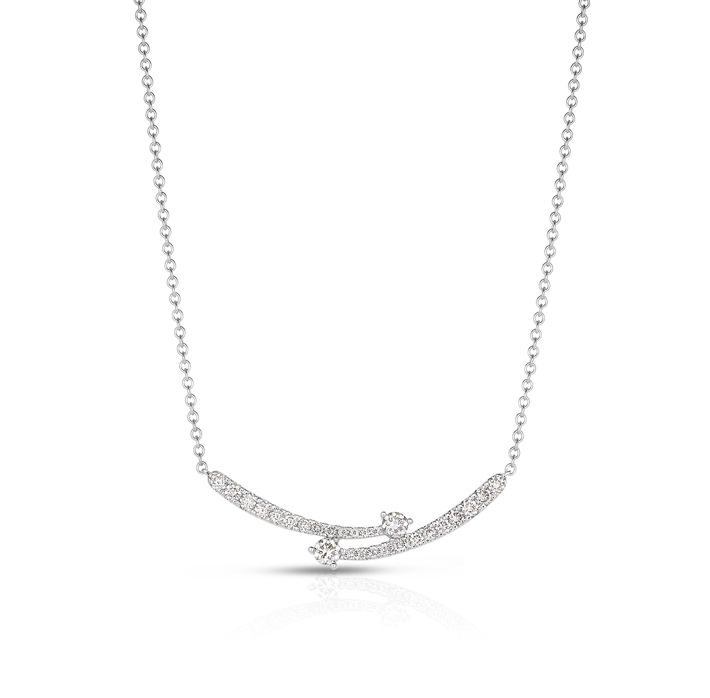 Sabel Collection White Gold Diamond Curved Bar Necklace