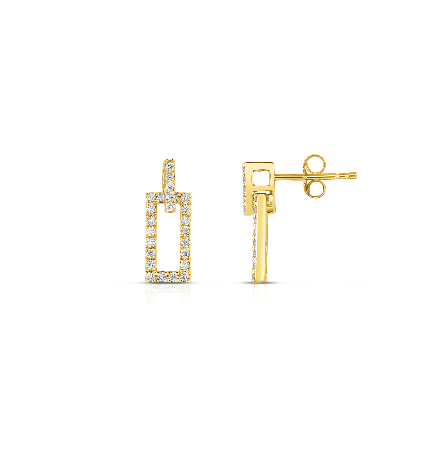 Sabel Collection Yellow Gold Rectangle Diamond Drop Earrings