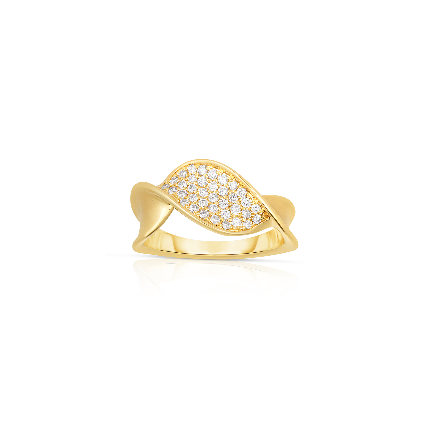14K Yellow Gold Twisted Diamond Ring