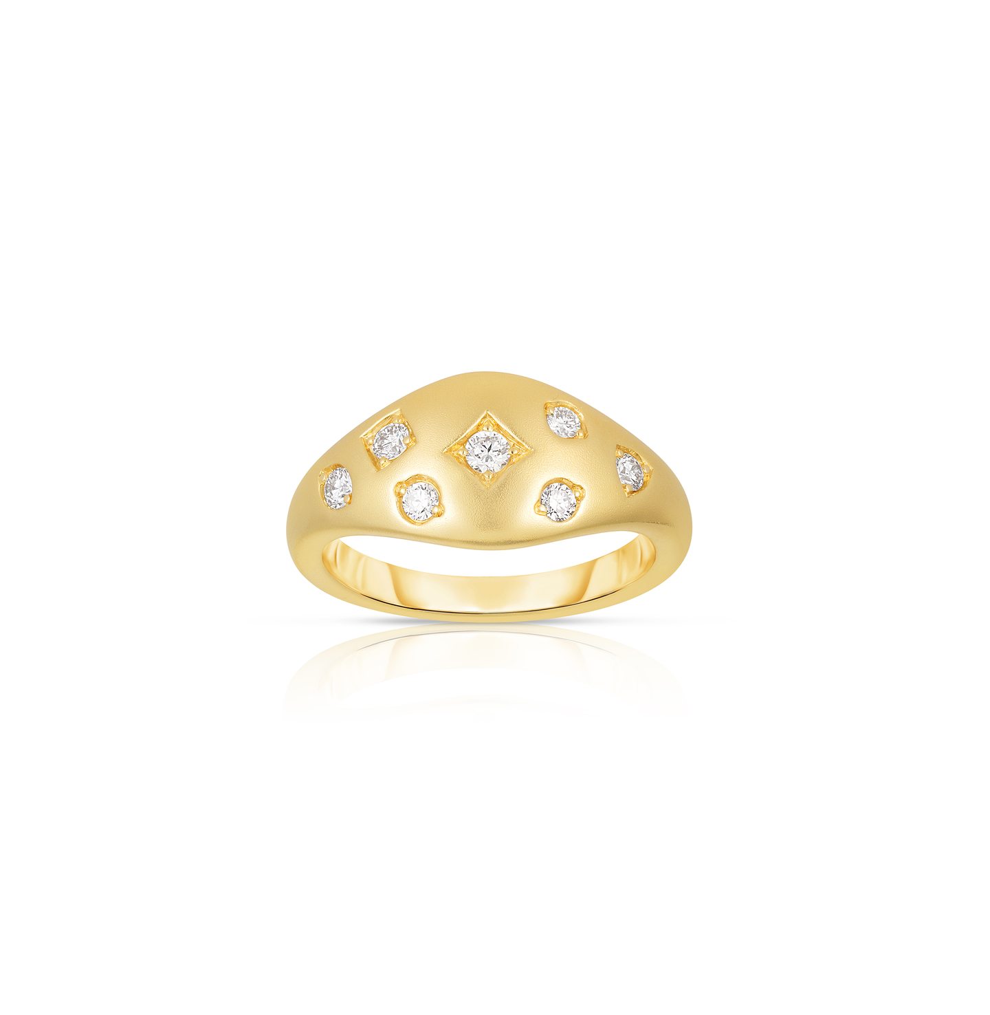 Sabel Collection Yellow Gold Domed Sprinkled Diamond Band
