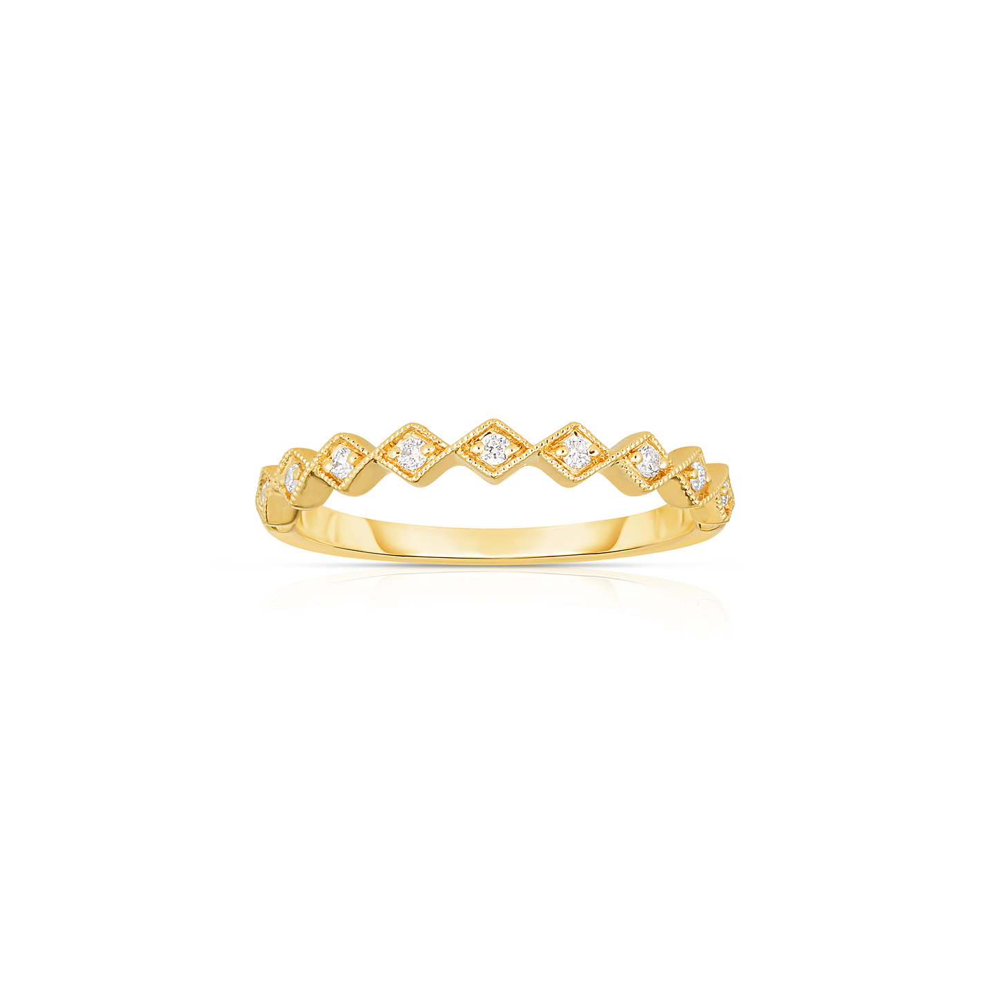 Sabel Collection Yellow Gold Round Diamond Milgrain Ring