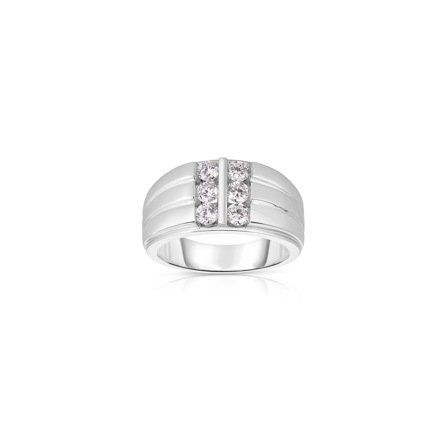 Sabel Collection White Gold 3 Row Diamond Men's Ring