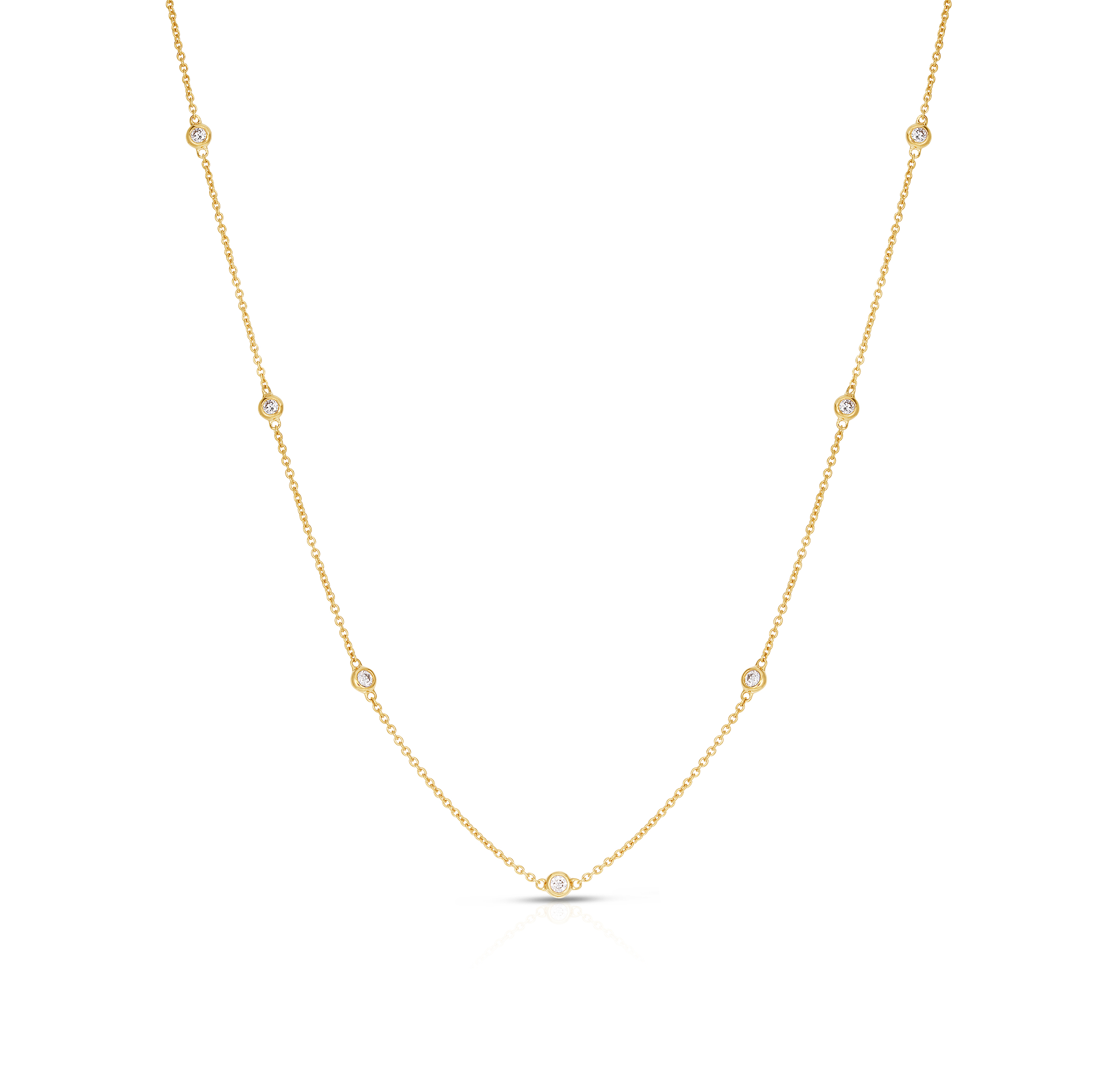 Yellow Gold 9 Station Diamond Necklace | Fink's