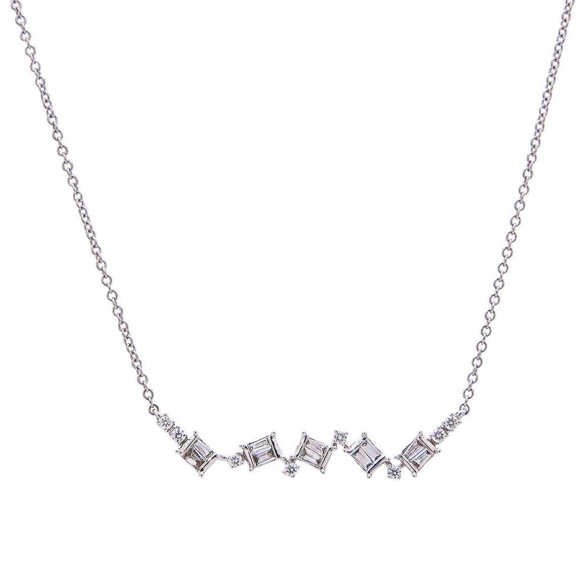 Sabel Collection 14K White Gold Bar Diamond Necklace
