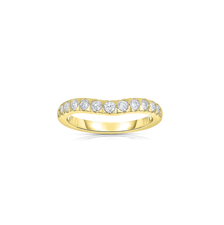 Sabel Collection Yellow Gold Round Diamond Curved Ring