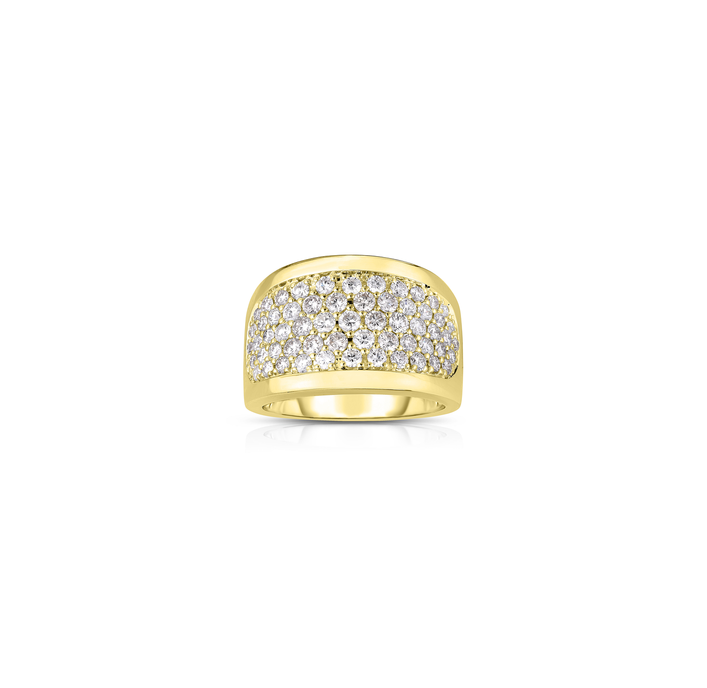 Sabel Collection 14K Yellow Gold Multi Row Ring with Pave Diamonds