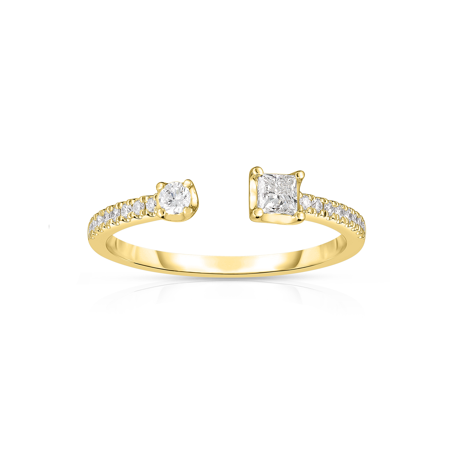 Sabel Collection Yellow Gold Multi-Shape Diamond Open Ring