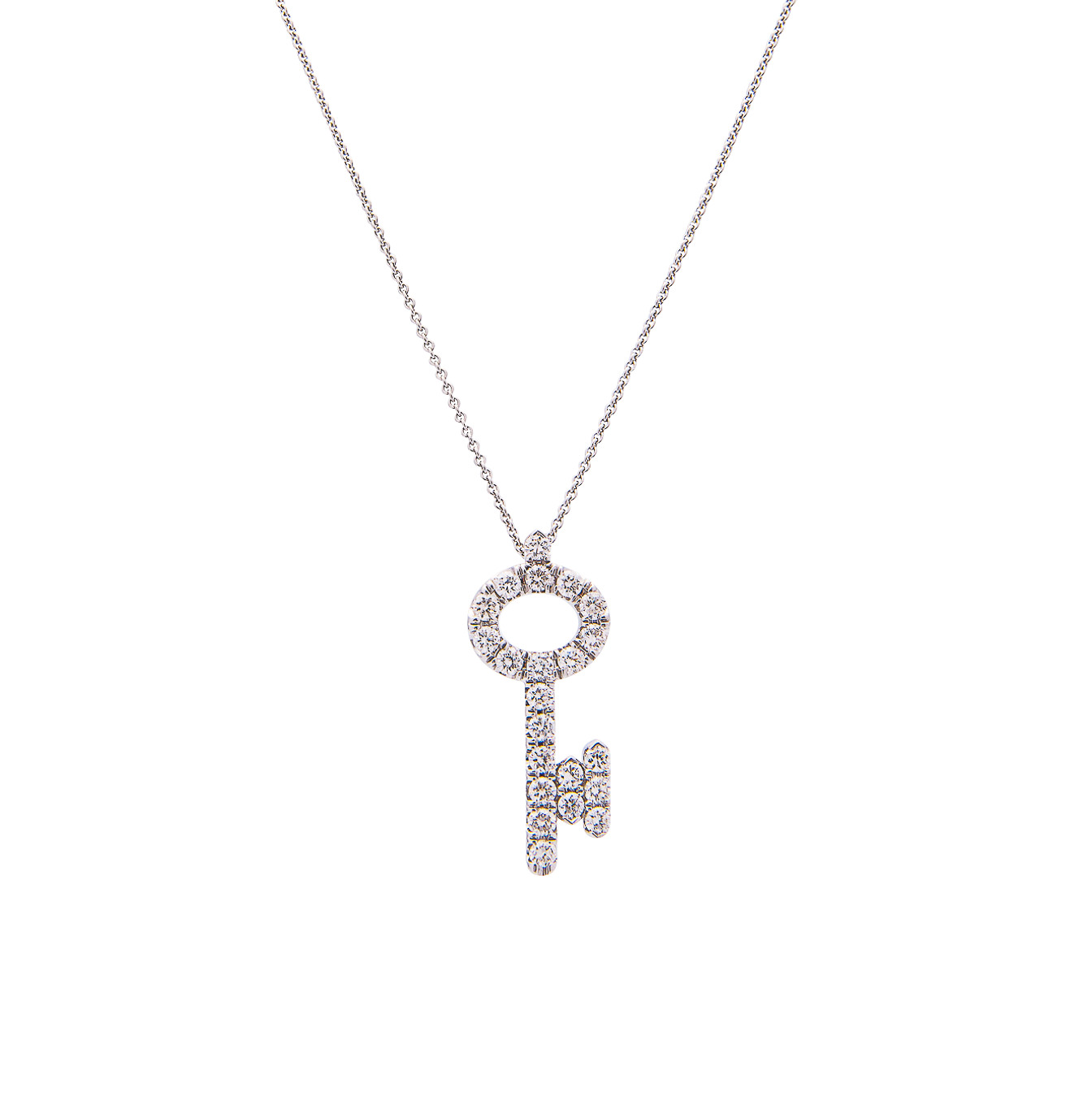 Sabel Collection 14K White Gold Diamond Key Pendant Necklace