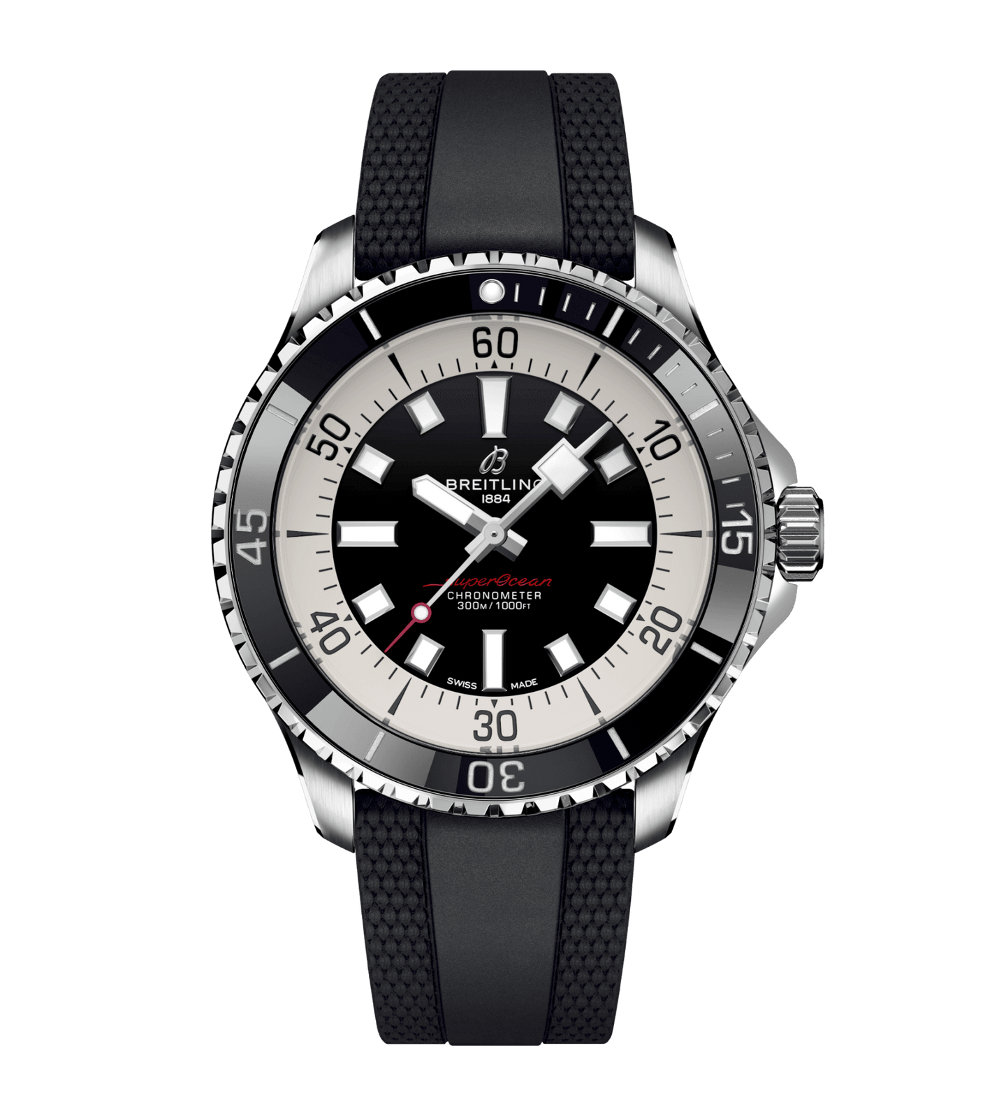 Breitling Superocean Black on Rubber Watch, 44mm
