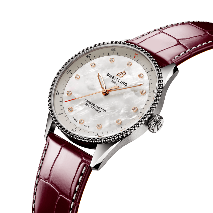 Breitling Navitimer 32mm Watch with Burgundy Strap | Fink's
