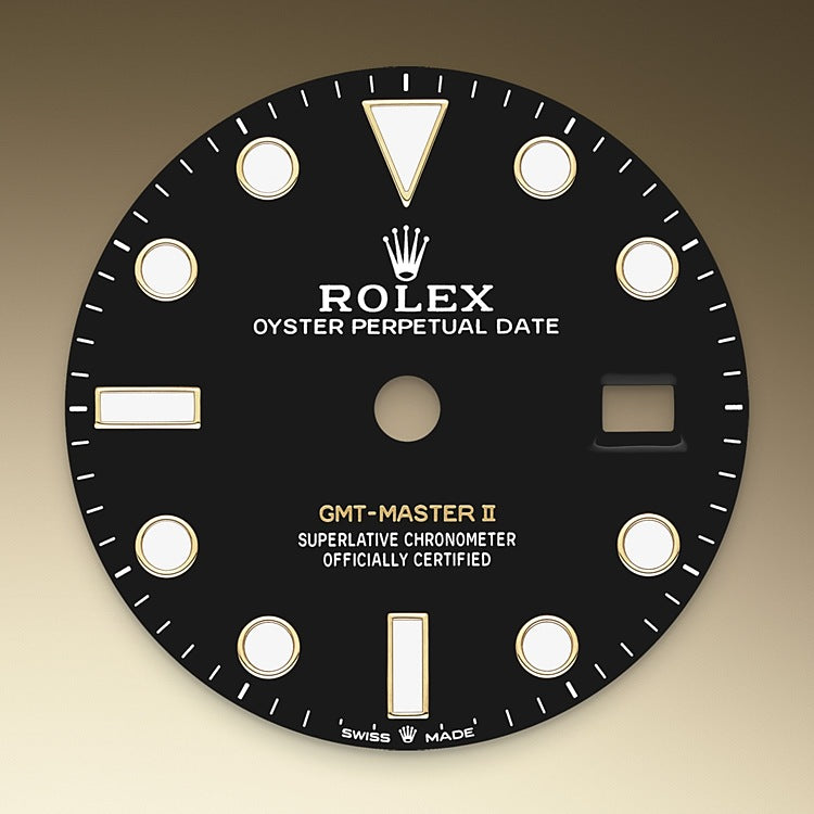 Black Dial on Rolex GMT-Master II in Yellow Gold - M126718GRNR-0001 at Fink's Jewelers