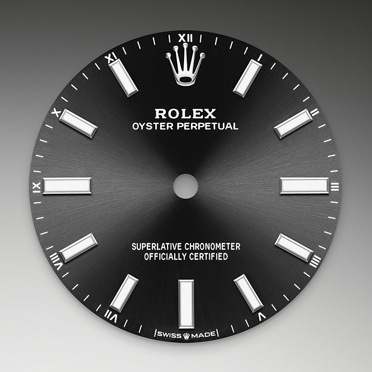 Bright Black Dial on Rolex Oyster Perpetual 34 in Oystersteel - M124200-0002 at Fink's Jewelers