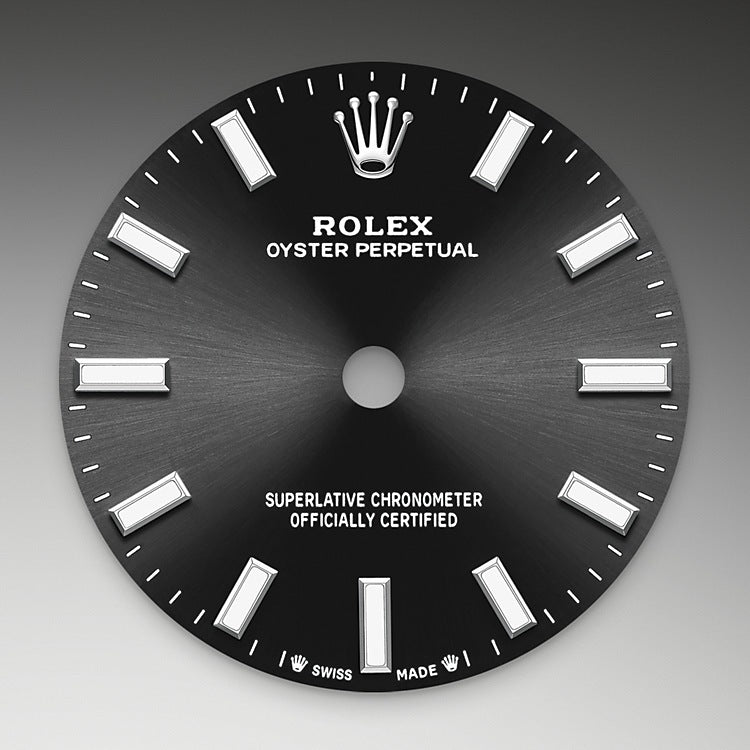 Bright Black Dial on Rolex Oyster Perpetual 28 in Oystersteel - M276200-0002 at Fink's Jewelers