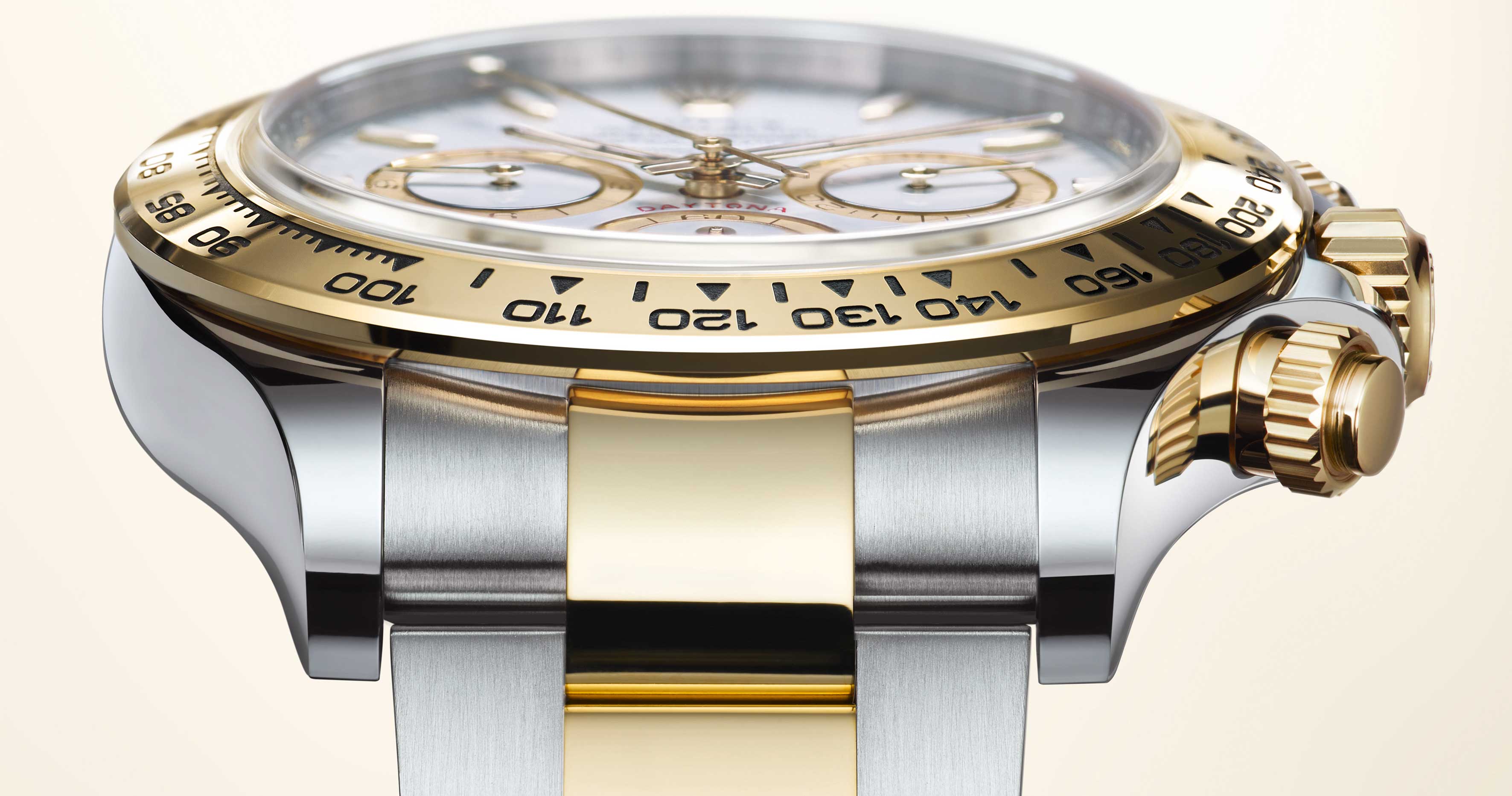 Detail of Rolex Oyster Bracelet and Dial in Oystersteel and Yellow Gold