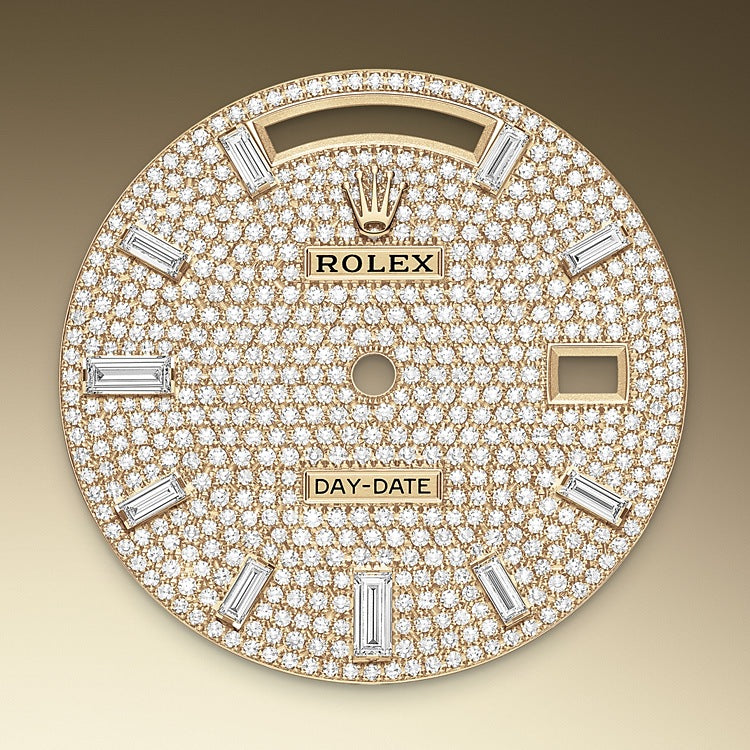 Diamond-paved Dial Rolex Day-Date 40 in Yellow Gold and Diamonds - M228398TBR-0036 at Fink's Jewelers