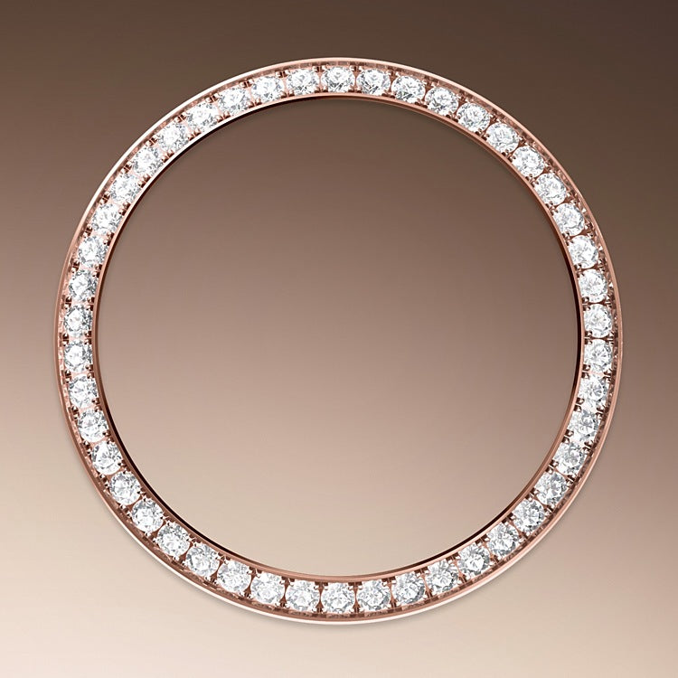 Diamond-set Bezel on Rolex Datejust 31 in Everose Gold and Diamonds - M278285RBR-0025 at Fink's Jewelers