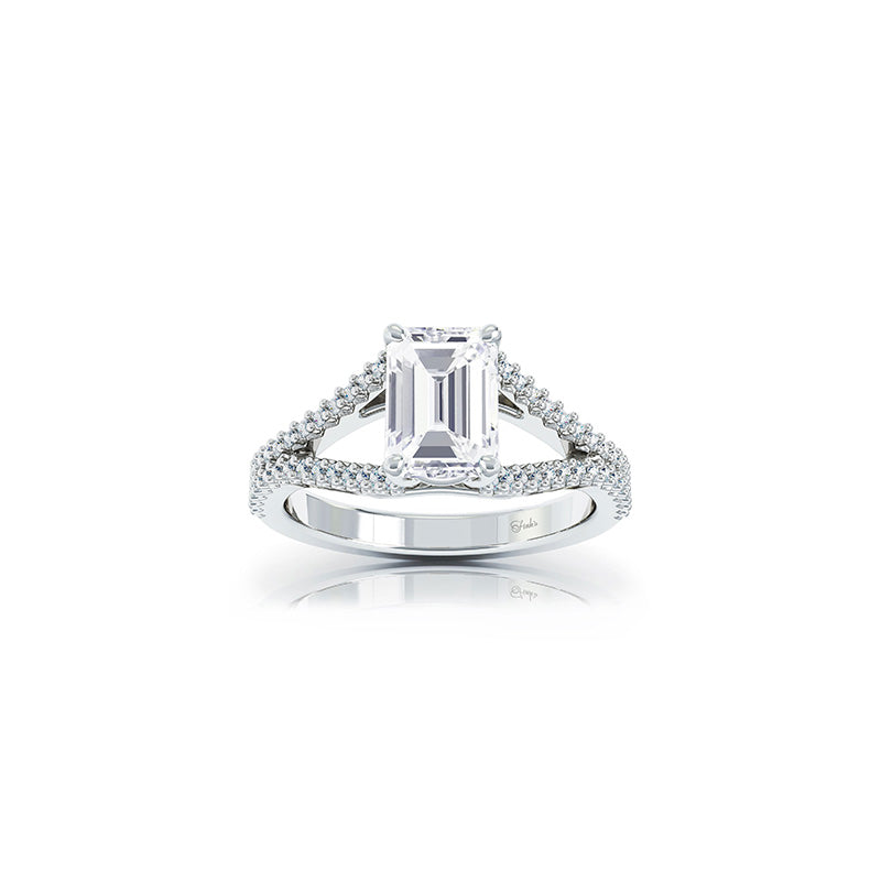 The Studio Collection Emerald Center Diamond and Split Diamond Shank Engagement Ring