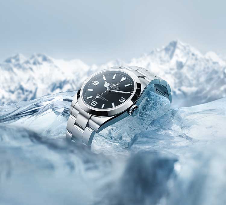 Rolex Explorer in Oystersteel on Ice Display