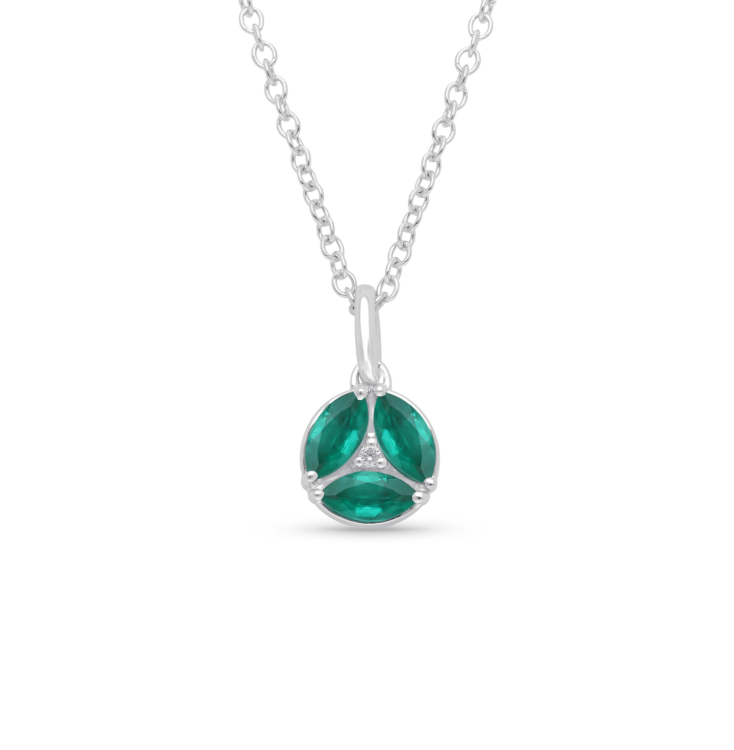 Sabel Collection White Gold Reversible Emerald and Diamond Pendant