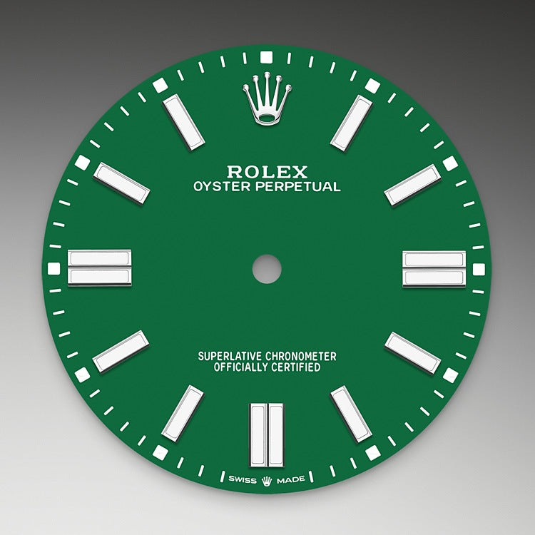 Green Dial on Rolex Oyster Perpetual 41 in Oystersteel - M124300-0005 at Fink's Jewelers