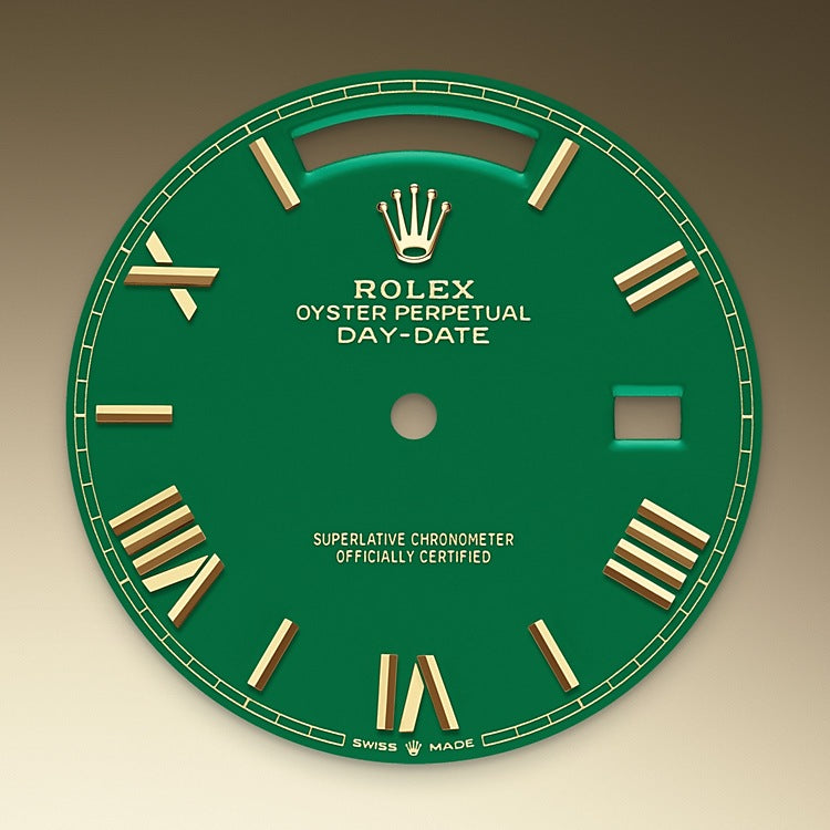 Green Dial on Rolex Day-Date 40 in Yellow Gold - M228238-0061 at Fink's Jewelers