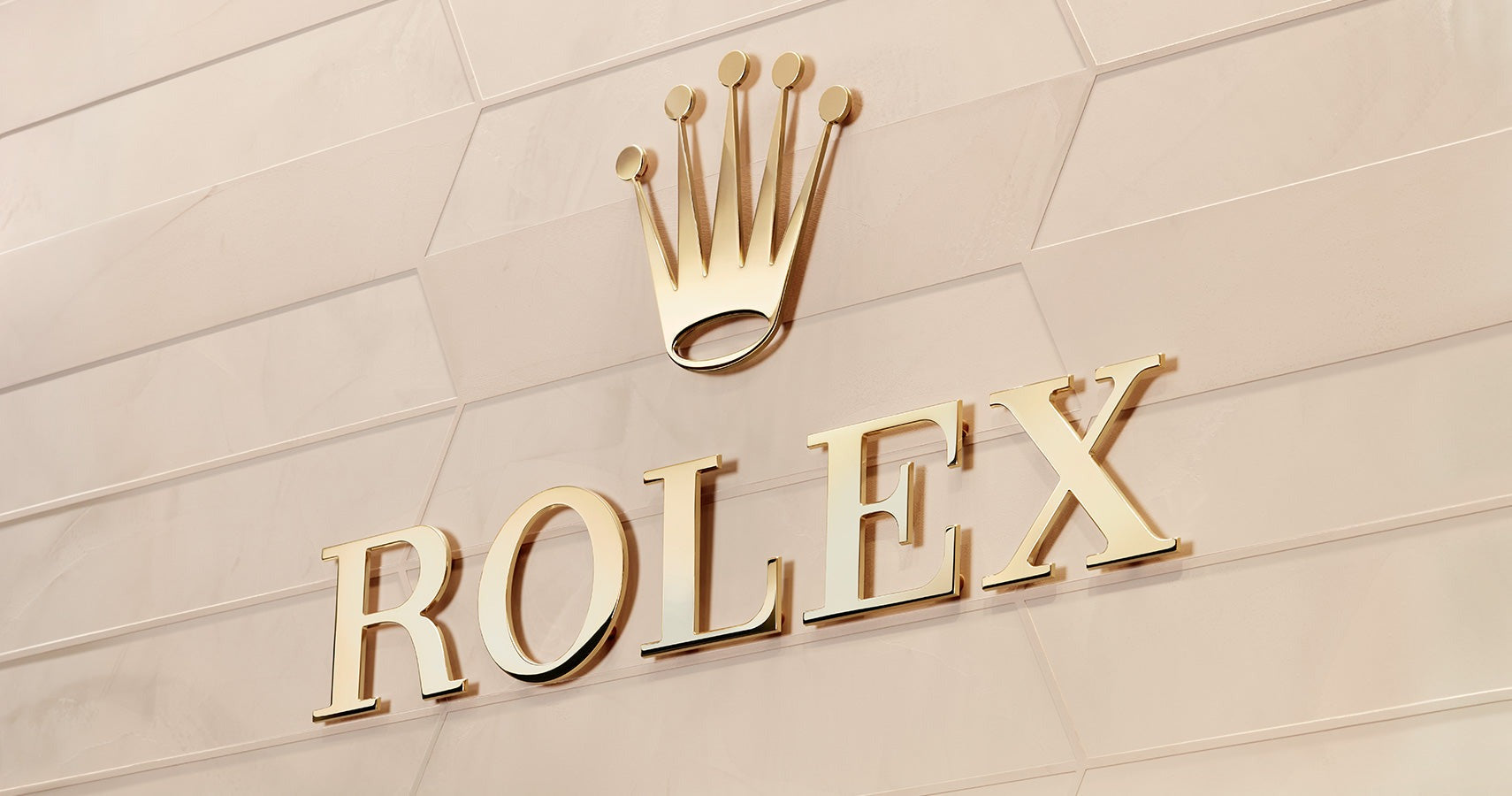 Champagne-color Wall with Gold Rolex Logo
