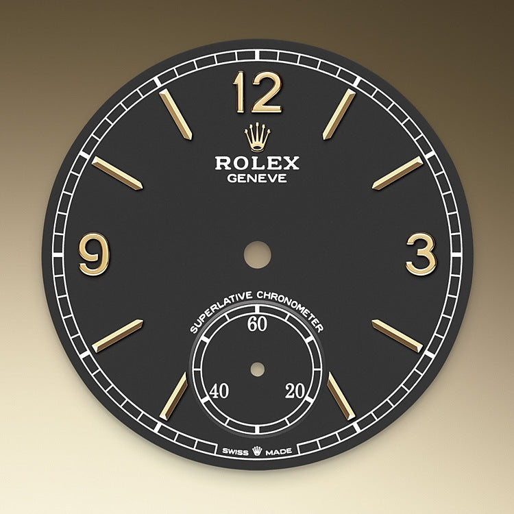 Intense Black Dial on Rolex 1908 in 18 kt Yellow Gold, Polished Finish - M52508-0002 at Fink's Jewelers
