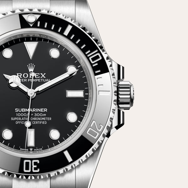 Dial closeup of a Rolex Submariner watch