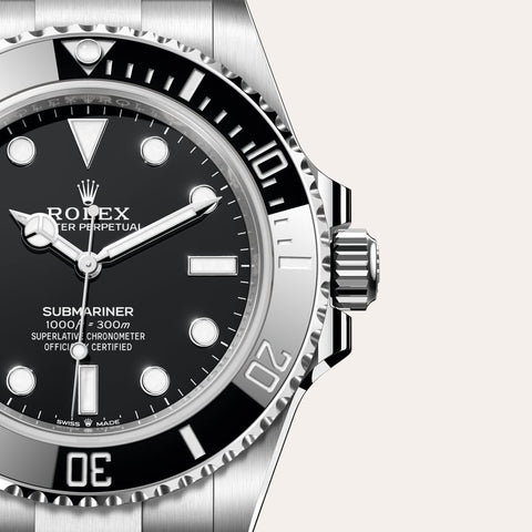 Dial closeup of a Rolex Submariner watch