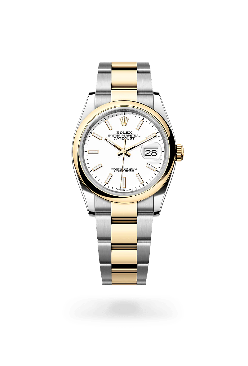Rolex Datejust 36 in Oystersteel and Yellow Gold, m126203-0024 Upright with Shadow - Fink's Jewelers