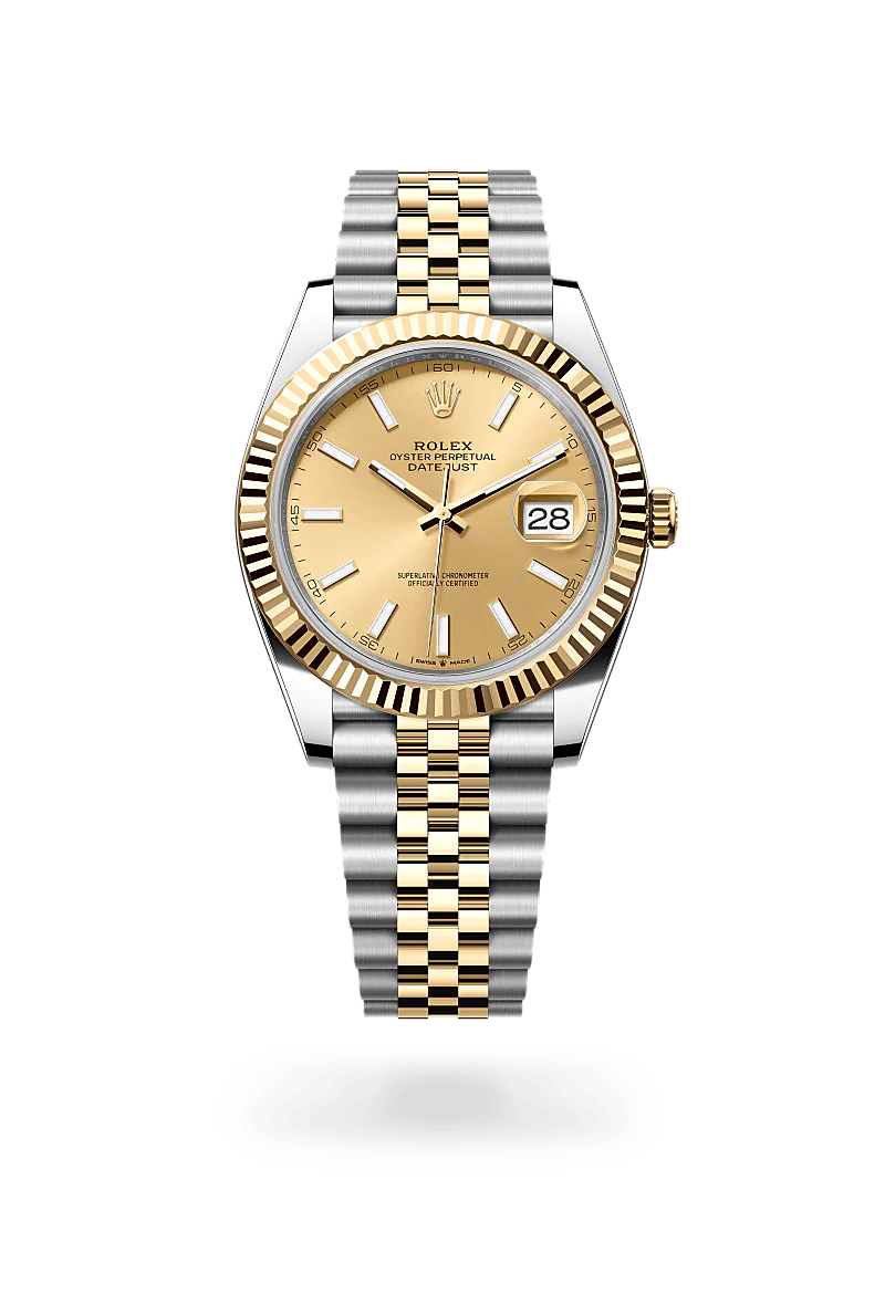 Rolex Datejust 41 in Oystersteel and Yellow Gold, m126333-0010 Upright with Shadow - Fink's Jewelers
