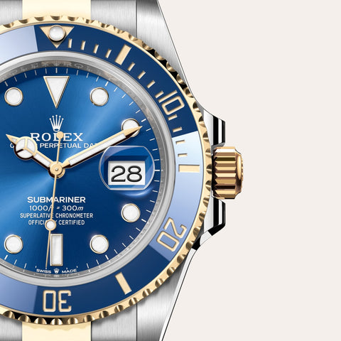 Dial closeup of a Rolex Submariner watch