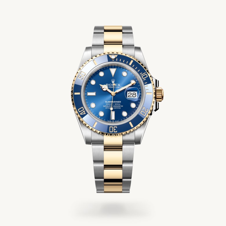 ROLEX SUBMARINER 青 ダイヤル Rolex Submariner in Yellow Rolesor - combination of Oystersteel