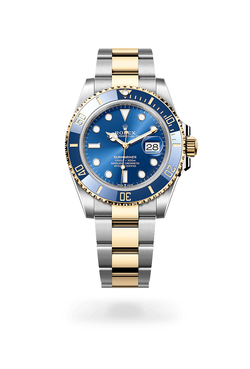 Rolex Submariner Date in Oystersteel and Yellow Gold, m126613lb-0002 Upright with Shadow - Fink's Jewelers