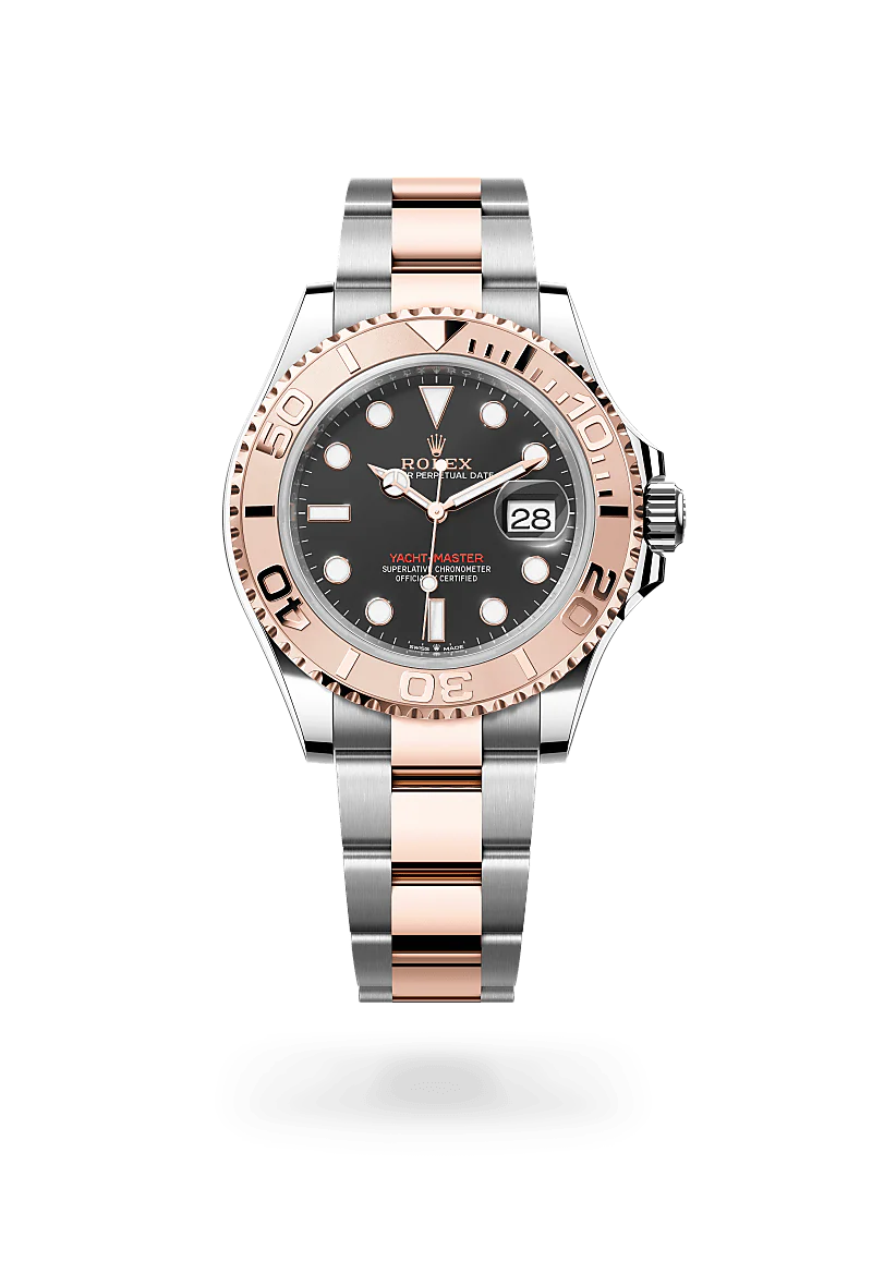 Rolex Yacht-Master 40 in Oystersteel and Everose Gold, m126621-0002 Upright with Shadow - Fink's Jewelers