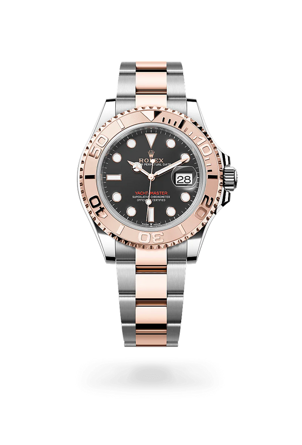 Rolex Yacht-Master 40 in Oystersteel and Everose Gold, m126621-0002 Upright with Shadow - Fink's Jewelers