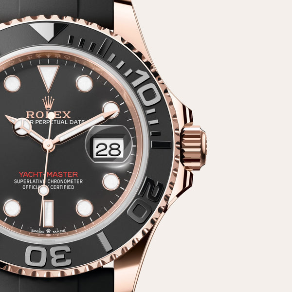 Dial closeup of a Rolex Yacht-Master watch