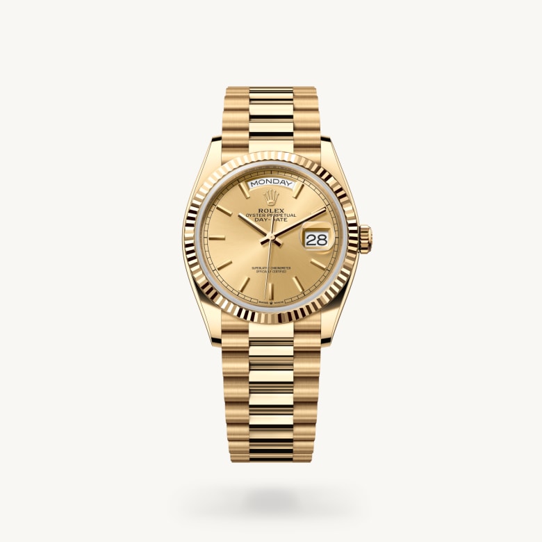 ROLEX純正　ディデイト　18ctイエローゴールド　LサイズBOX 付属16点 Rolex Day-Date in 18 kt yellow gold, M128238-0045