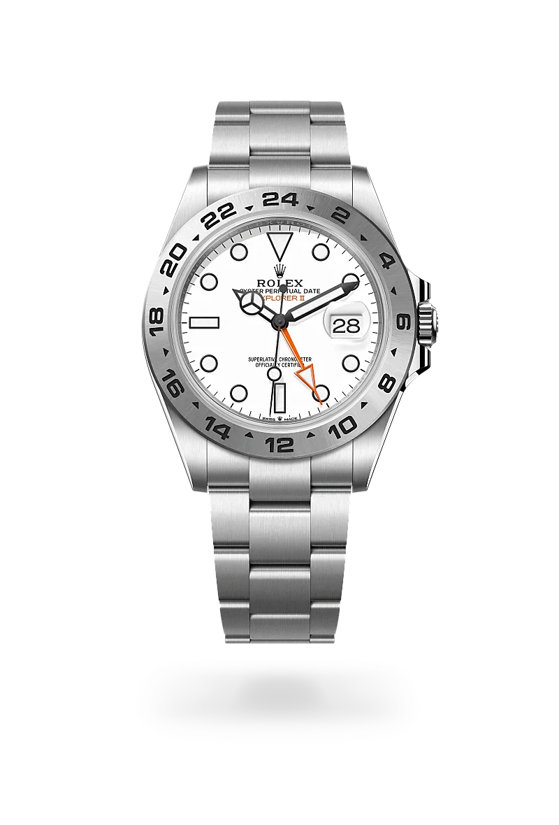 Rolex Explorer II in Oystersteel, m226570-0001 Upright with Shadow - Fink's Jewelers