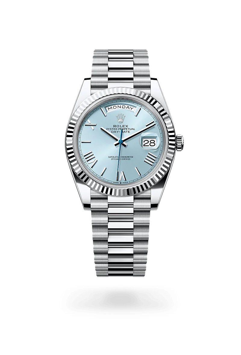 Rolex Day-Date 40 in Platinum, m228236-0012 Upright with Shadow - Fink's Jewelers