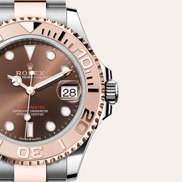 Dial closeup of a Rolex Yacht-Master watch