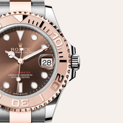 Dial closeup of a Rolex Yacht-Master watch