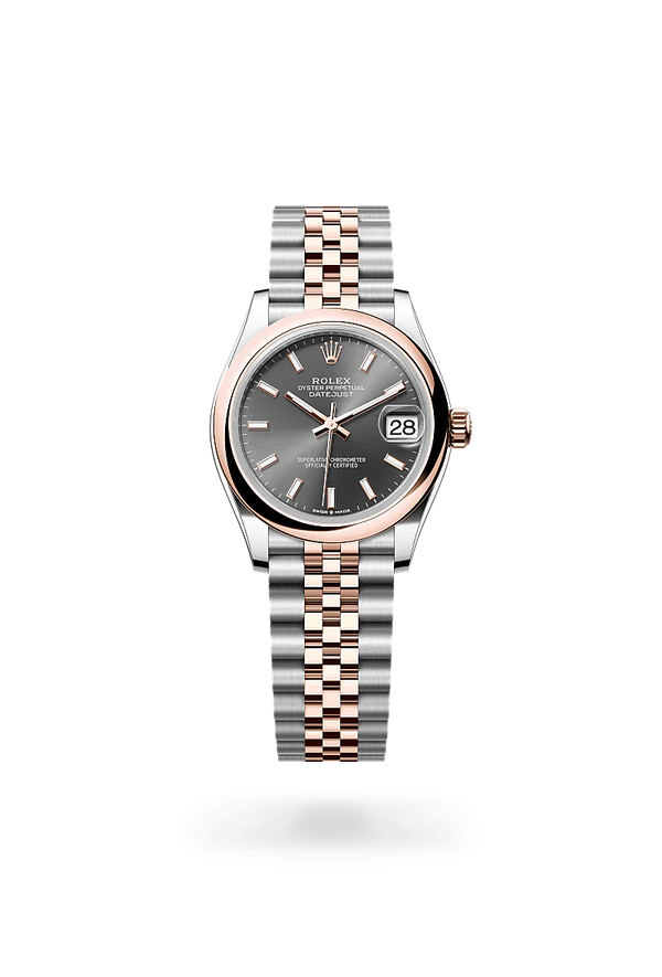 Rolex Datejust 31 in Oystersteel and Everose Gold, m278241-0018 Upright with Shadow - Fink's Jewelers